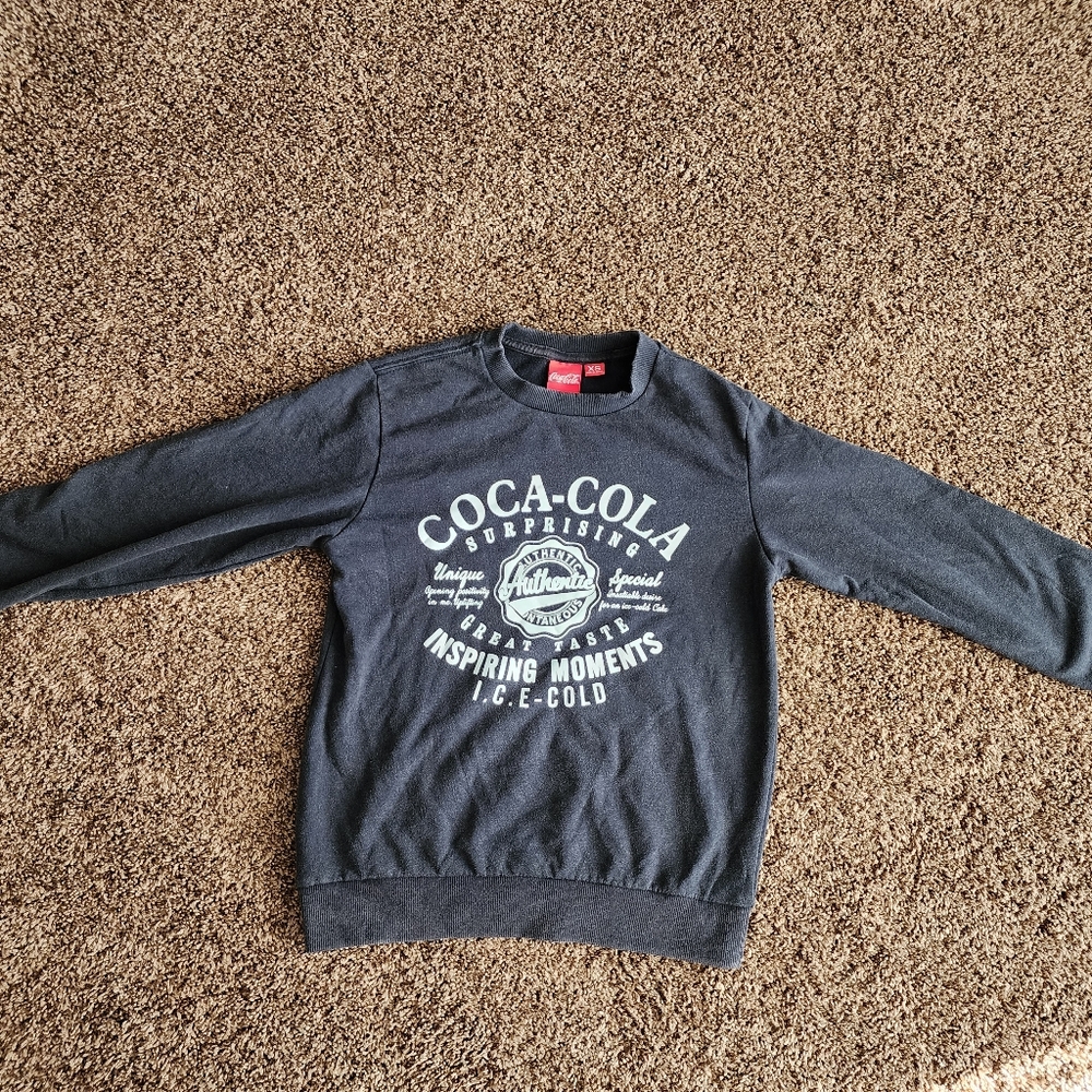 COCA-COLA Sweatshirt Adult XS Black Graphic Long Sleeve Crew Neck Pop Womens